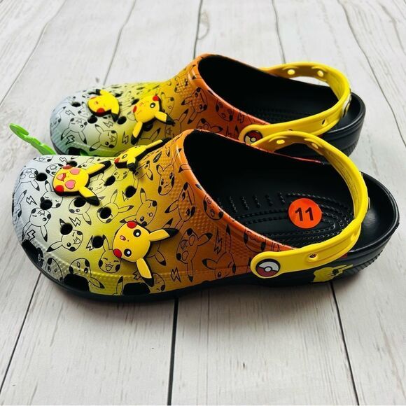 CROCS X Pokemon Pikachu Classic Clog w/ Jibbitz Mens Size 9 Womens Size 11 - Picture 2 of 9